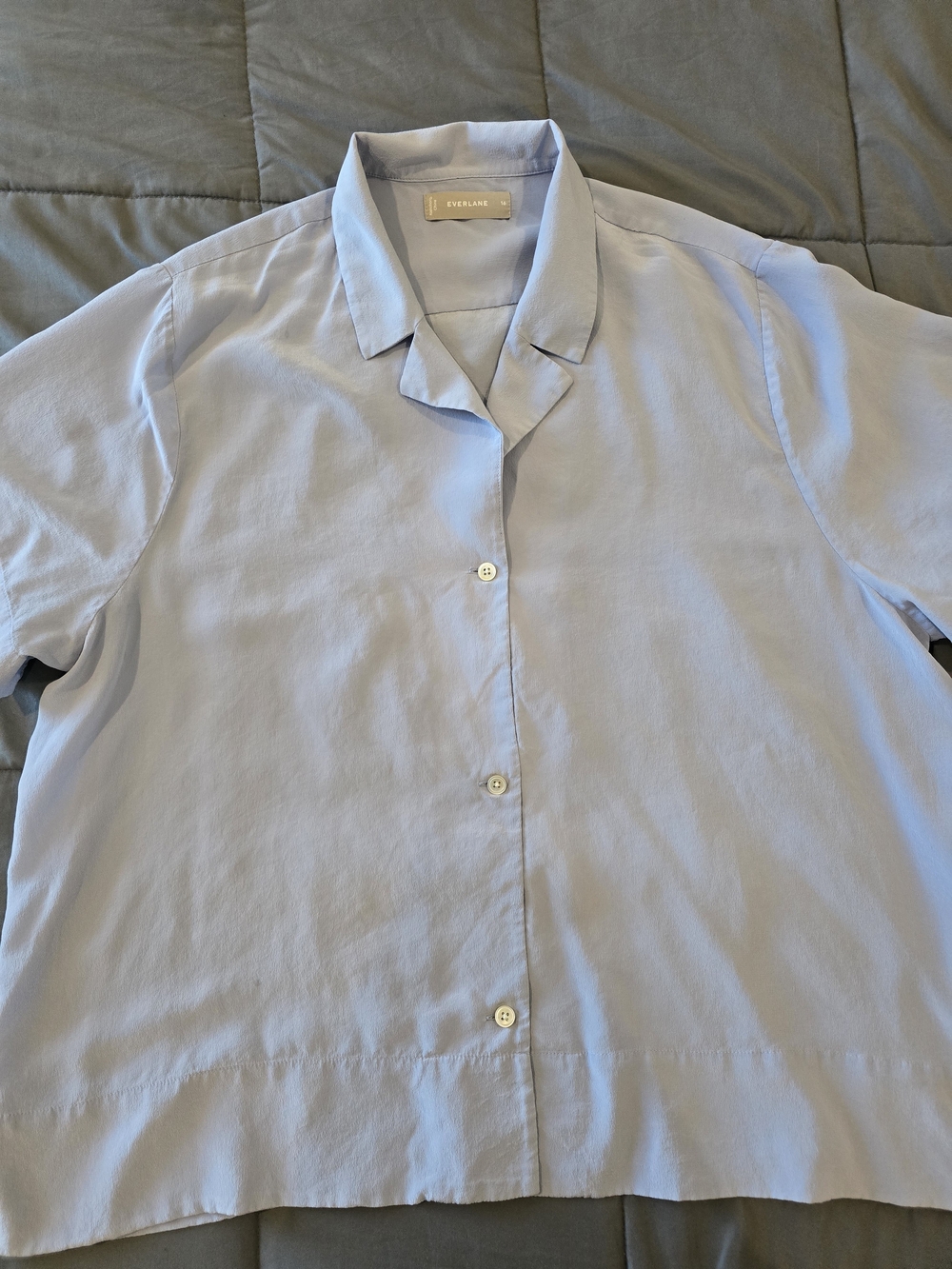 Everlane Light Blue Short-Sleeve Button-Down Blouse